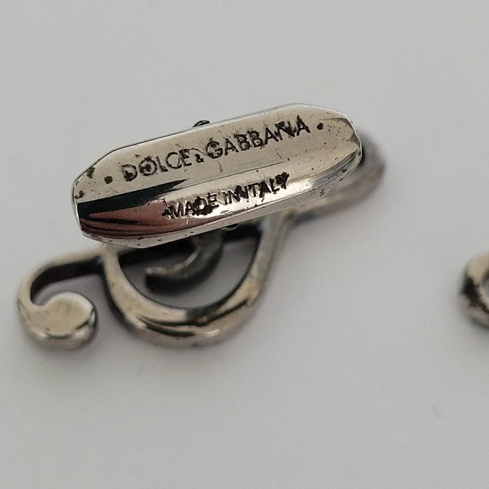 Dolce & Gabbana Mens Treble Clef Musical Note Cufflinks Silver Tone Made Italy